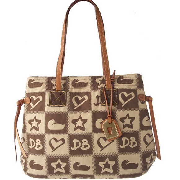 Dooney & Bourke Handbags - Dooney & Bourke Brown Checkered Victoria Tote Bag
